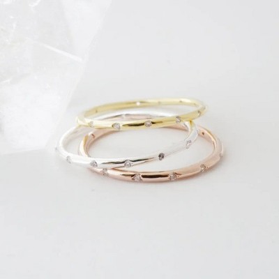 Dotted Crystal Band in Gold, Rose Gold, Silver - Honeycat