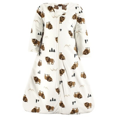 Hudson Baby Infant Boy Long Sleeve Plush Faux Fur Sleeping Bag, Wearable Blanket, Wild Buffalo
