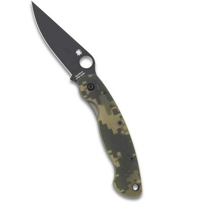 Spyderco Military Model Folding Knife with Black CPM S30V Blade | Get Swift Ambidextrous One-Handed Opening | Secure Grip with G-10 Handle, Camo