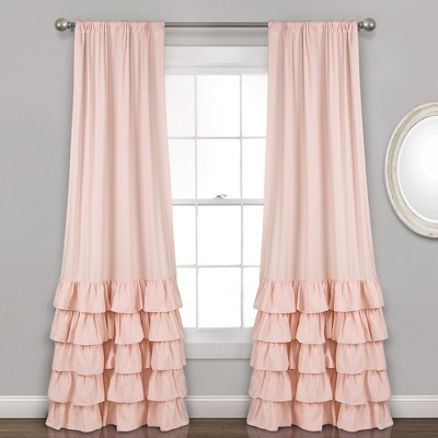 Lush Décor Allison Ruffle Window Curtain Panels Blush 40X84 Set