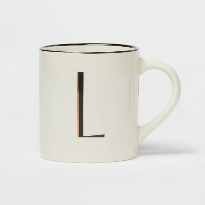 16oz Stoneware Monogram Mug Ivory - Threshold™
