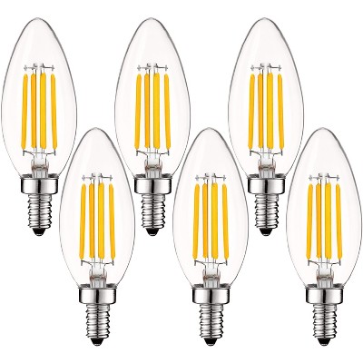 Luxrite Vintage Candelabra LED Bulb 60W Equivalent, 550 Lumens, 2700K Warm White, 5W, Dimmable, LED Candle Bulbs, E12 Base 6 Pack