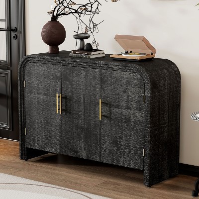 KTMBDW Sideboard Buffet Cabinet, Boho Buffet Table Console Cabinets with 3 Doors, Farmhouse Coffee Bar for Entryway Living Room