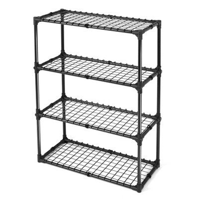 FONTOI Baker's Racks, 4 Tier Wire Shelf with Cover, FreeStanding Metal Storage Rack for Door Entrance Garage Kitchen Office, Black, 29"*14"*45"