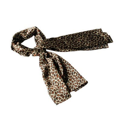 Slickblue Stylish Brown Leopard Print Silk Scarf - Lightweight & Soft - Ideal Accessory for Any Outfit, Size Options