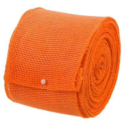 Unique Bargains Gift Wrapping Faux Burlap Wired Durable Ribbon Roll 10 Yards 1 Pc