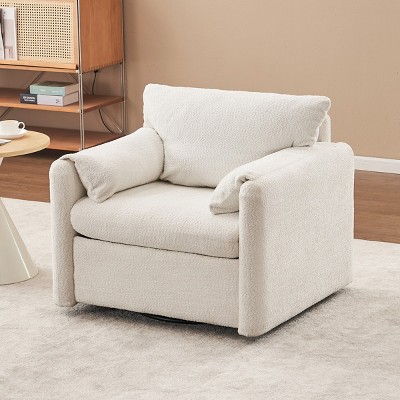 Modern Swivel Single Lounge Sofa Chair,Comfortable Chenille Upholstered Sofa With Armchair,Accent Chair High Resilience Sponge-Cuddlewood