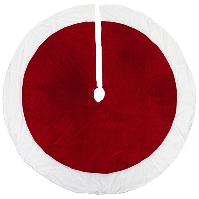 Northlight Velveteen Christmas Tree Skirt - 60" - Red and White