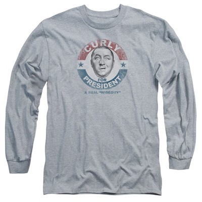 Men’s Three Stooges Curly For President Long Sleeve T-Shirt