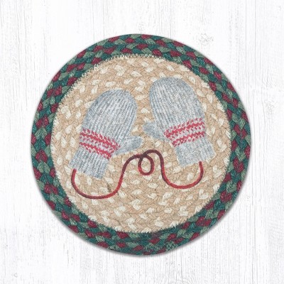 Earth Rugs Decorative Winter Mittens Printed Round Trivet 10" Farmhouse Kitchen Accent