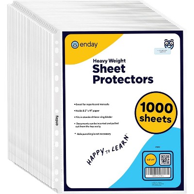 Sheet Protectors, 8.5” x 11” Non Glare, Clear Plastic Heavyweight Page Protector for 3 Ring Binder, Acid Free Top Loading, by Enday