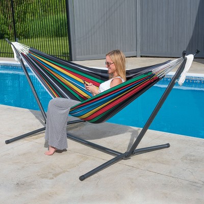 Vivere 9ft Double Cotton Hammock with Stand