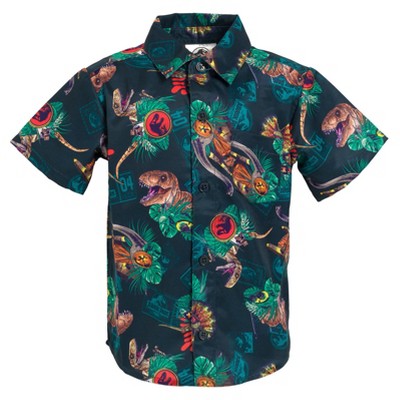 Jurassic World Park Hawaiian Button Down Dress Shirt