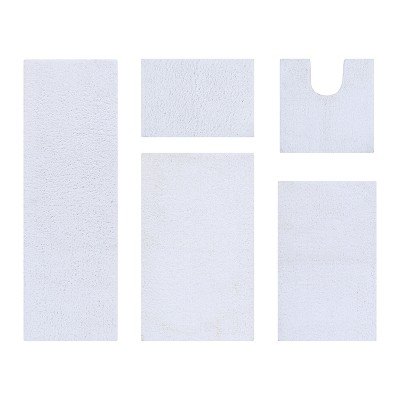 Micro Plush Collection 100% Polyester Solid Tufted 5 Piece Bathroom Rug Set with Gel Form Backing, Machine Washable