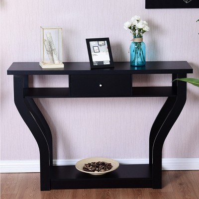 Costway Black Accent Console Table Modern Sofa Entryway Hallway Hall Furniture W/Drawer