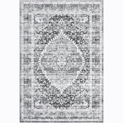 Area Rugs - Machine Washable, Non Slip, Low Pile, Stain Resistant, Soft Print Pattern for Living Room and Bedroom Indoor Decor Polyester Rug