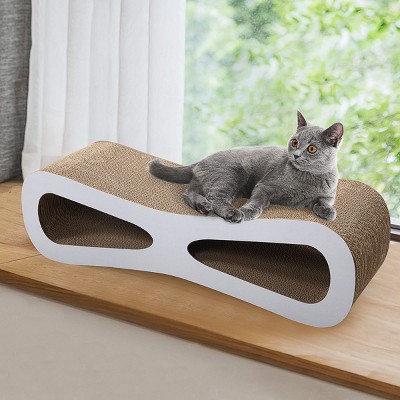 Sandinrayli Wave Cat Scratcher Lounge Toy with Catnip, White