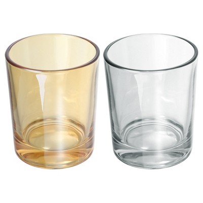 Unique Bargains Bathroom Toothbrush Tumblers Glass Cup for Bathroom Kitchen Color Smoke Gray Amber 4.92''x3.03'' 2pcs