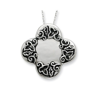 Black Bow Jewelry Rhodium Plated Sterling Silver Dieters Prayer Cross Necklace, 18 Inch