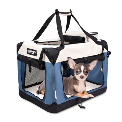 GOOPAWS Indoor & Outdoor 3-Door Collapsible Soft-Sided Dog, Shale Green, 24''