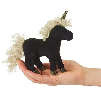 Folkmanis Puppets Mini Black Unicorn Finger Puppet 2797
