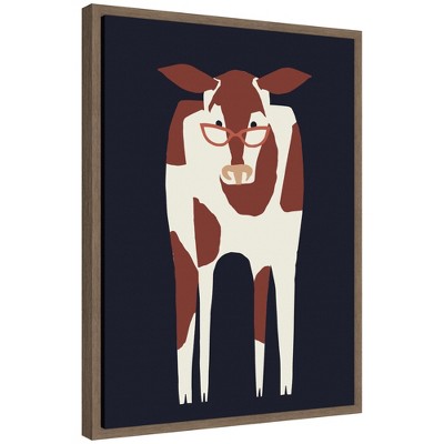 Kate & Laurel All Things Decor 18"x24" Sylvie Farm Cow Framed Canvas by Hannah Beisang Brown