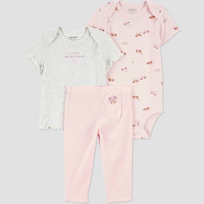 Carter's Just One You® Baby Girls' 3pc Farm Horse Bodysuit Set - Pink
