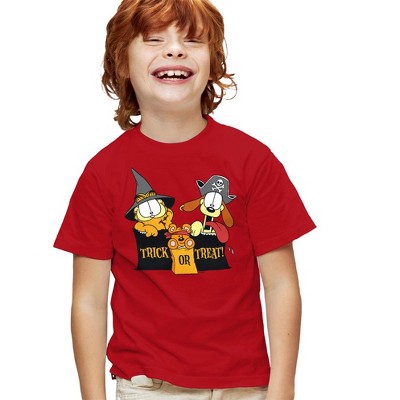 Boys' Garfield Trick Or Treat T-Shirt Red