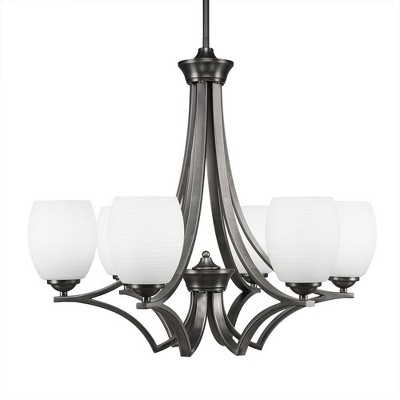 Toltec Lighting Zilo 6 - Light Chandelier in  Graphite with 5" White Linen  Shade