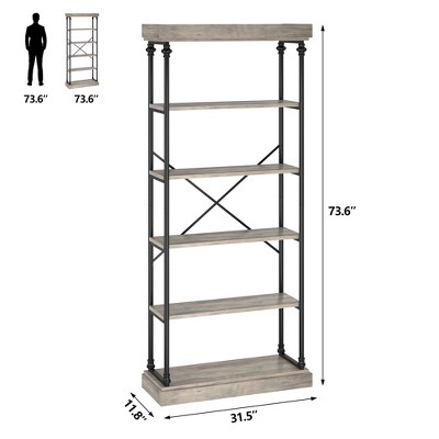 Iron MDF Column Bookshelf - Classic Roman Design Storage Shelf for Study Living Room, Vintage Functional