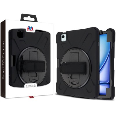 MyBat iPad Case with 360° Rotating Kickstand for Apple iPad Air 11 (2024) (2025) , Hand Strap & Pen Holder