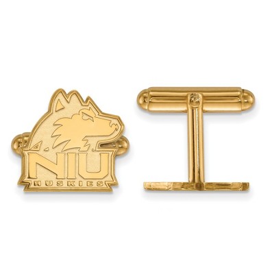 Black Bow Jewelry 14k Yellow Gold Plated Sterling Silver Northern Illinois Huskies NCAA Cuff Links
