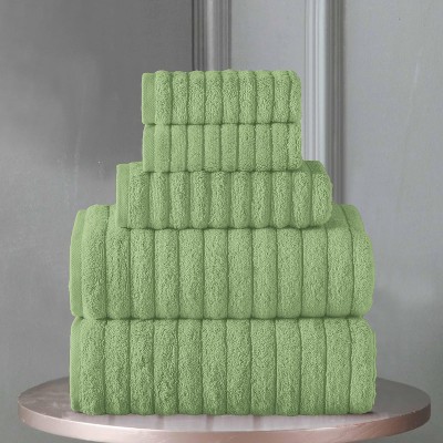 BAGOKIE 100% Turkish Cotton Corduroy Ribbed Bath Towels 6-Piece Set