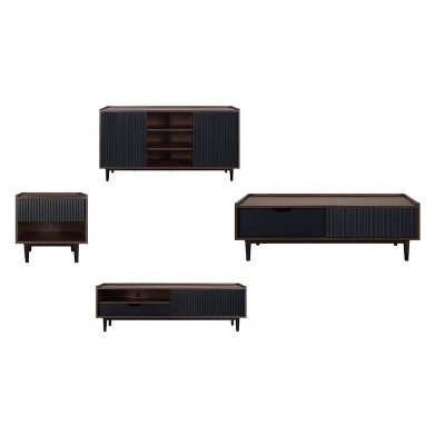 4pc Duane Modern Ribbed Living Room Set - Manhattan Comfort