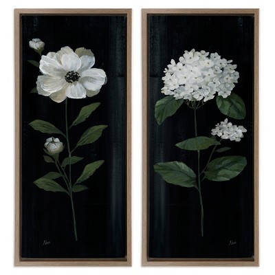 Stupell Industries Delicate White Flower Sprigs Black Framed Floater Canvas Wall Art