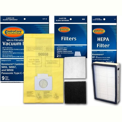 EnviroCare Replacement Micro Filtration Vacuum Cleaner Dust bags made to fit Kenmore Type C Canisters. 18 bags with 2 CF-1 Filters and 1 EF-2 Filter
