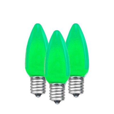 Novelty Lights 25 Pack C9 Ceramic Style LED Christmas Lights, Opaque Replacement Bulbs with E17 Base, Shatterproof Plastic, 3 LEDs Per Bulb