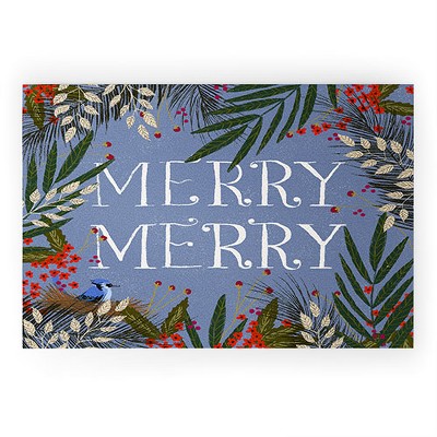 Joy Laforme Christmas Merry Merry Wreath Welcome Mat - Society6