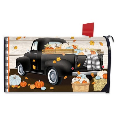 Briarwood Lane Mailbox Cover  - Standard Size - Welcome Fall Black Truck For Fall Mailbox Cover
