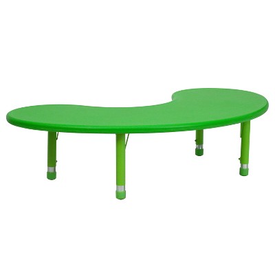 Flash Furniture 35"W x 65"L Half-Moon Plastic Height Adjustable Activity Table
