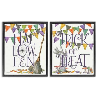 Stupell Industries Spellbound Halloween Phrases 2pc Floating Frame Art Set