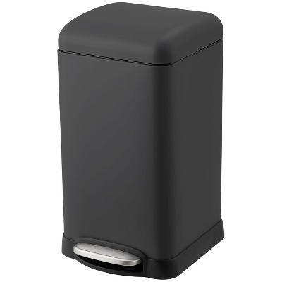 Bathroom Trash Can with Lid Soft Close, 1.2 Liter Polished Material Garbage Can with Removable Inner Bucket, Anti-Fingerprint Finish