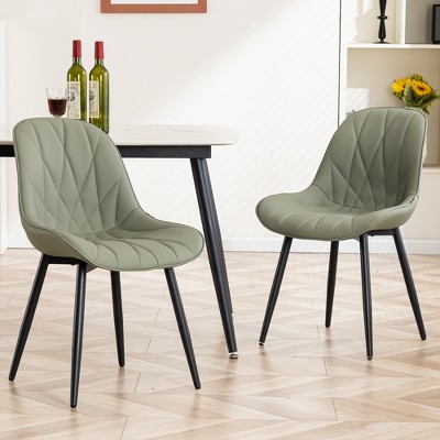 YOUNIKE Modern Upholstery Leather Dining Chairs Set of 2 Armless Kitchen Dining Room Chair Makeup Nail Tech Chair 19.29"Wx24.02"Dx33.07"H