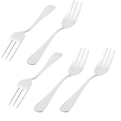 Unique Bargains Home Restaurant Utensil Stainless Steel Fruit Dessert Fork 5.4" Long 5 Pcs Silver Tone