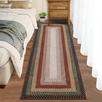Indoor Modern Machine Washable Geometric Bordered Area Rugs - Soft Non Slip Floor Carpet for Home Office