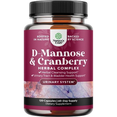 D Mannose 1000mg with Cranberry Extract Capsules, Kidney Cleanse & Urinary Tract Health for Women, Nature's Craft