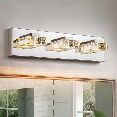 Rennnsan Zevione 18"W Hardwired Rectangle Crystal Industrial LED Dimmable Vanity Light