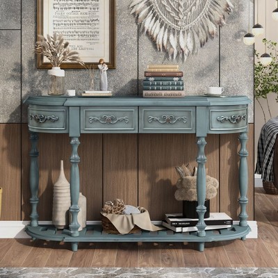 NicBex Retro Console Table with 4 Embossed Drawers,Entryway Table with Curved Silhouette,Foyer Tables for Entryway,Hallway,Living Room