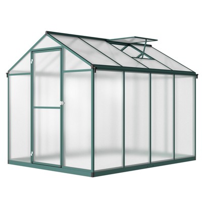 Heavy-Duty Greenhouse Aluminum Walk-In Greenhouse with Adjustable Ventilation and Lockable Door for Vegetables Herbs and Outdoor Plants Green
