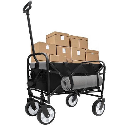 Racxily Collapsible Wagon Cart with Wheels Foldable, Heavy Duty Utility Wagon Grocery Carts w/ 3pcs plastic Liner bag /Cover